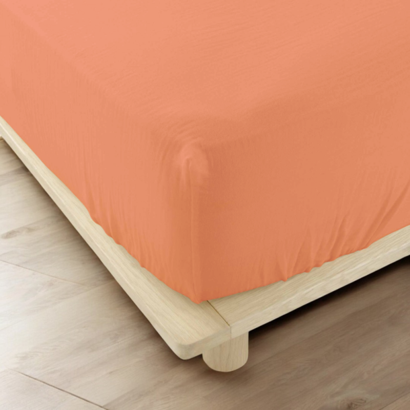 Drap housse 180x200 terra gaze de coton celestia