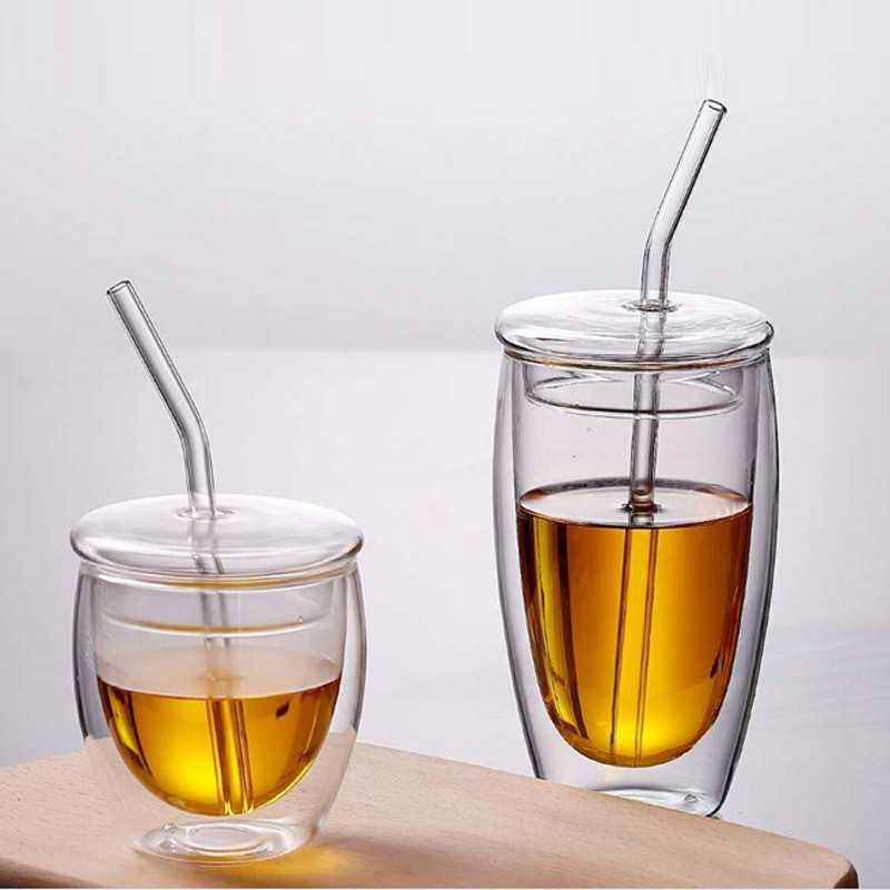 Verre double paroi 250ml + paille