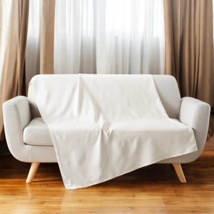 Plaid 180x220 blanc coton cotonnia