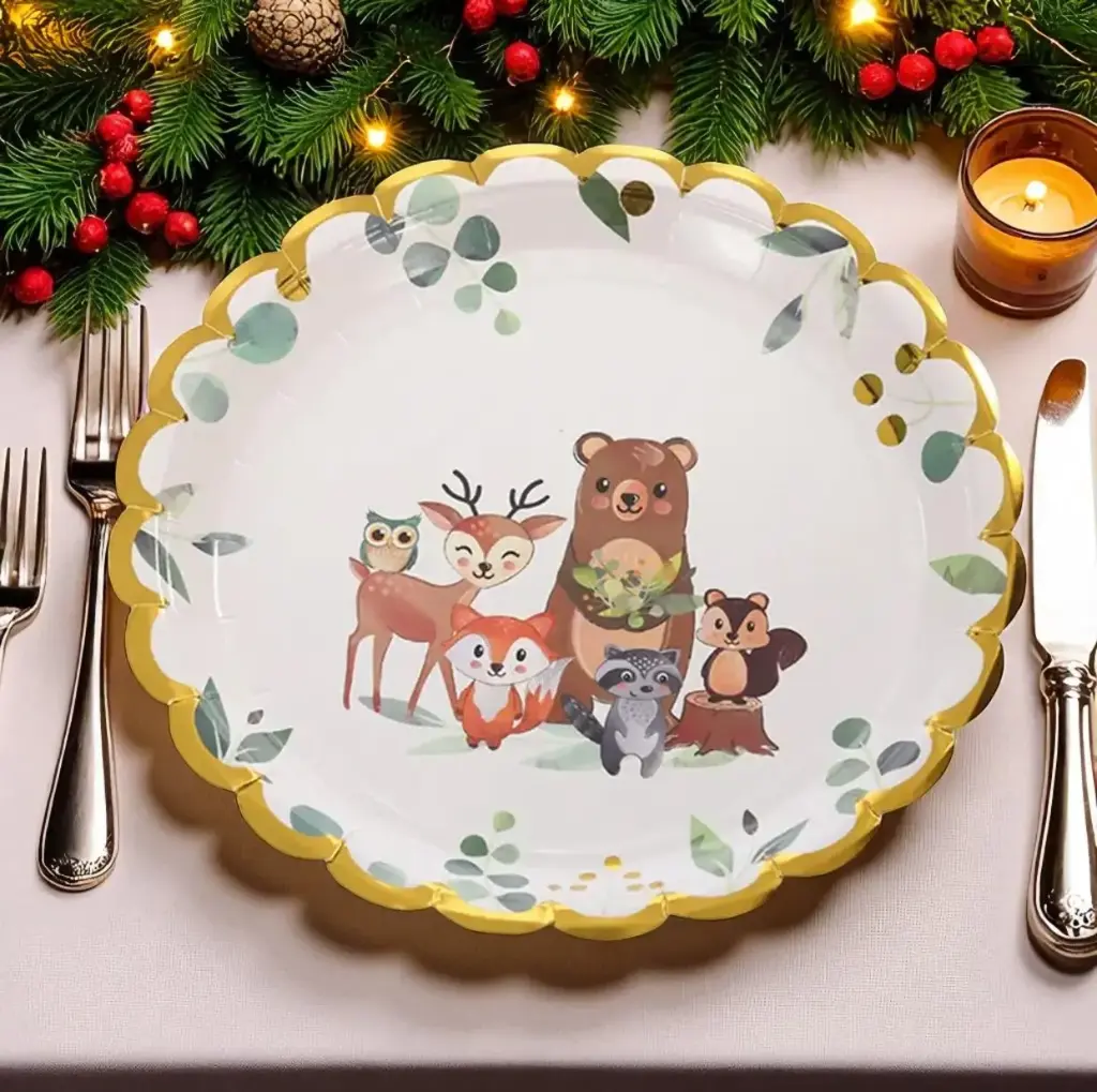 Assiettes animaux de la nature x12 - Ø 23 cm