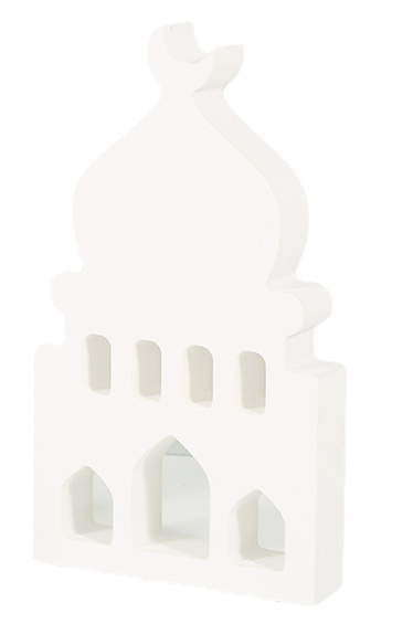 Deco de table bois mosquee blanc 9x16x2cm