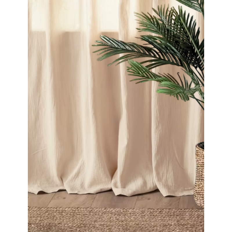 Rideaux à pattes 135x250 sable gaze de coton celestia