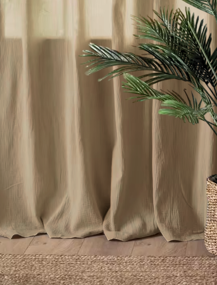 Rideaux à pattes 135x250 travertine  gaze de coton celestia
