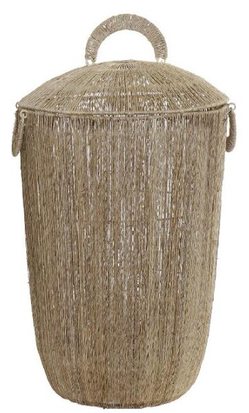 Corbeille avec poignées en jute métal 34x34x56 cm