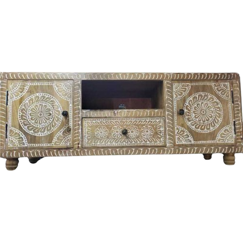 Meuble tv en bois sculpté de "bundelkhand"