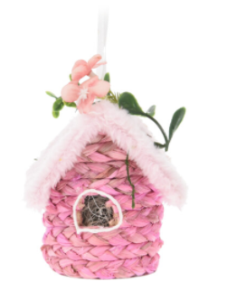 Birdhouse hangdeco 11cm - rose