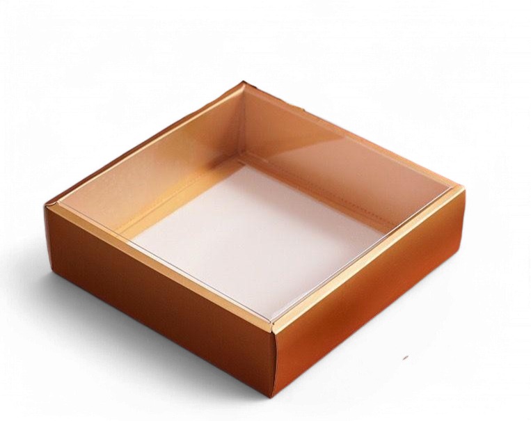 Boite à gateau en carton doré - 18x18x5 cm