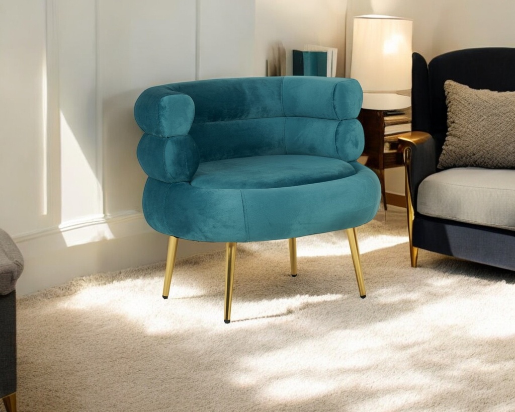 Fauteuil "ais" velours petrol 