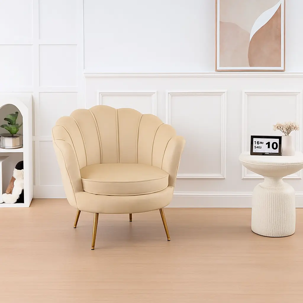 Fauteuil velours "louna" biscuit