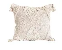 Coussin chiné marron clair pompons 45x45cm