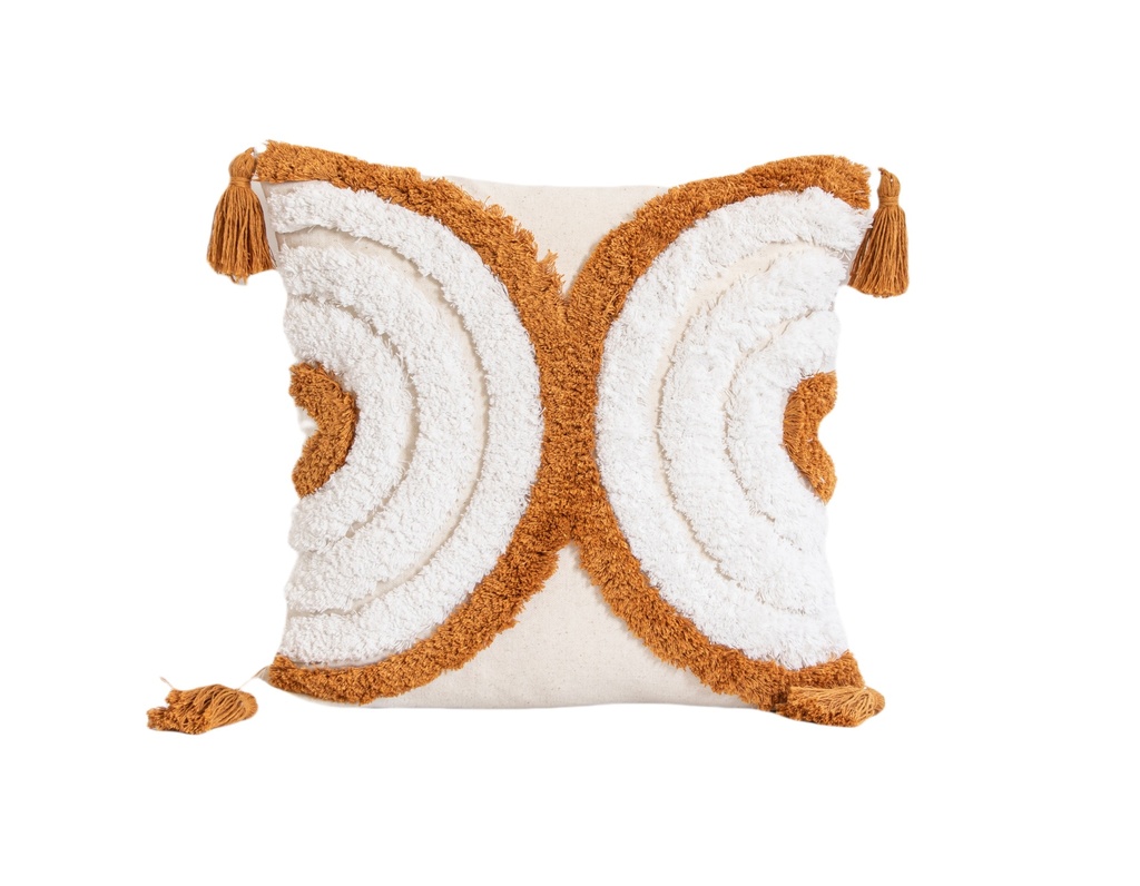 Coussin modern harmony blanc / marron 45x45cm