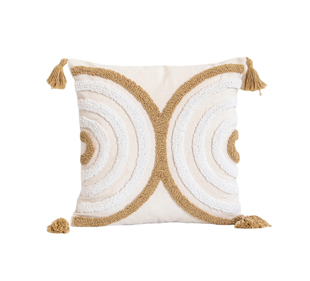Coussin harmonious tufts beige 45x45cm