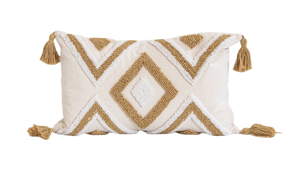 Coussin elegant tufts blanc / marron 45x45cm