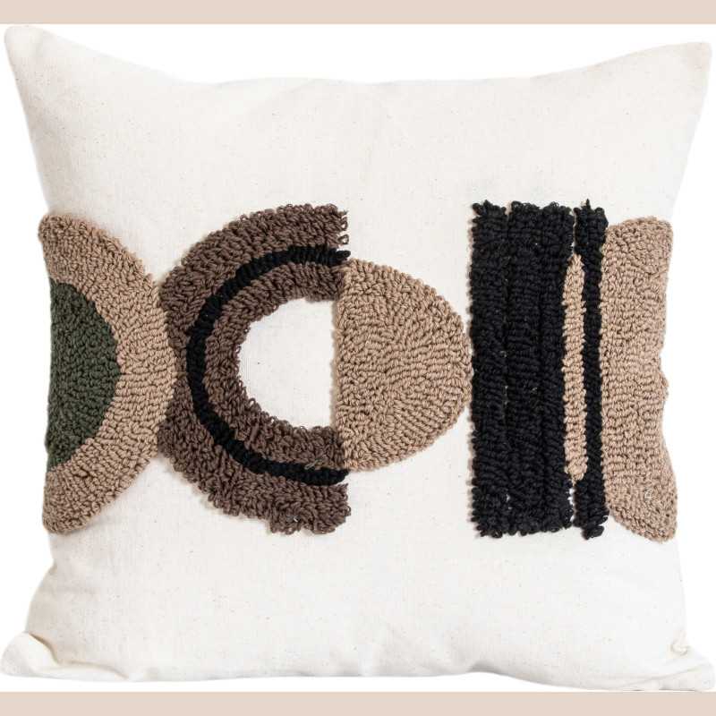 Coussin timeless beige/noir 45x45cm