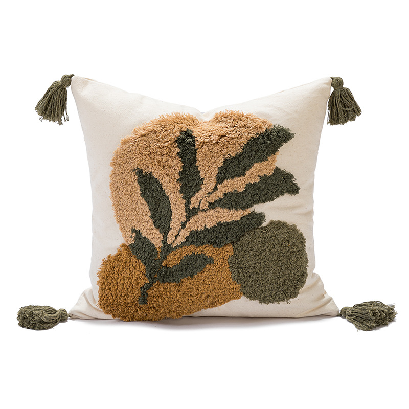 Coussin willa naturel/ vert