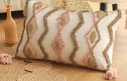 Coussin "jardin secret" blanc cassé/rose - 30x50 cm 