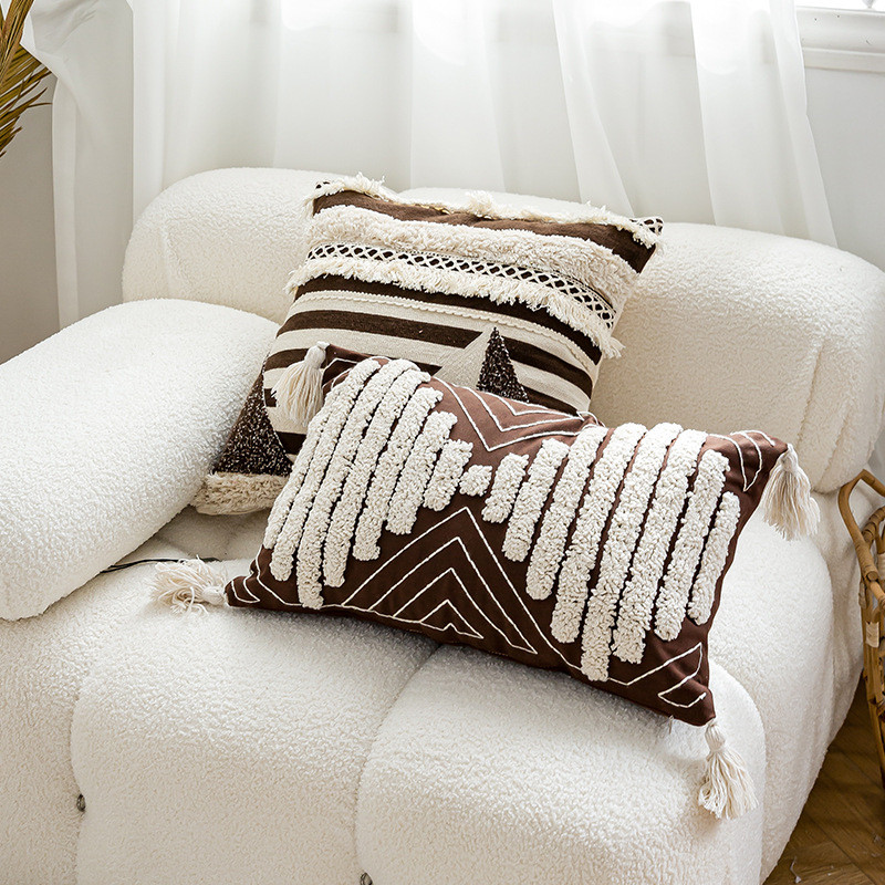 Coussin "nacre d’élégance" café - 30x50 cm 