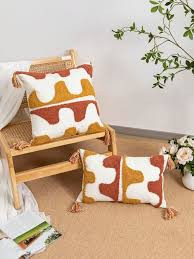 Coussin elena carré brun/caramel - 75x45x45cm