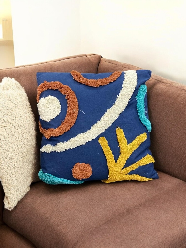 Coussin maria carré navy/brown - 75x45x45cm