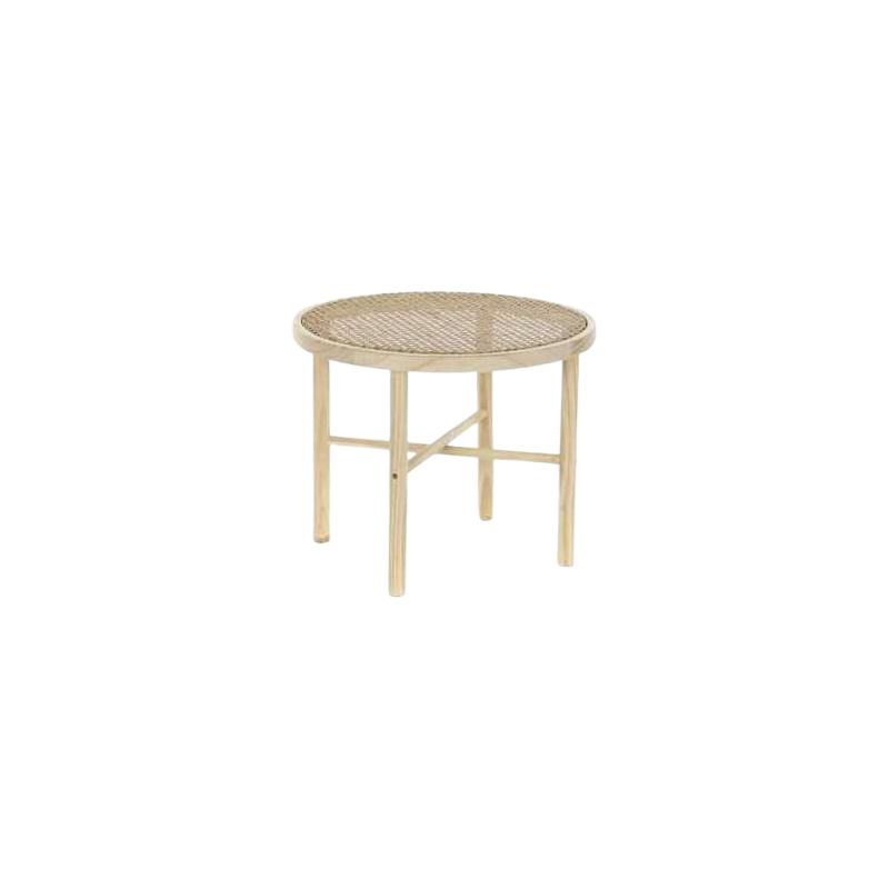 Table auxiliaire pin rotin 50x50x40 naturel