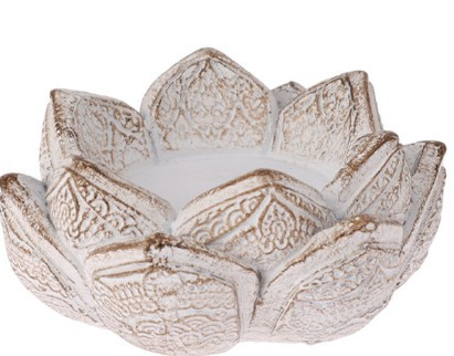 Bougeoir en forme de lotus beige