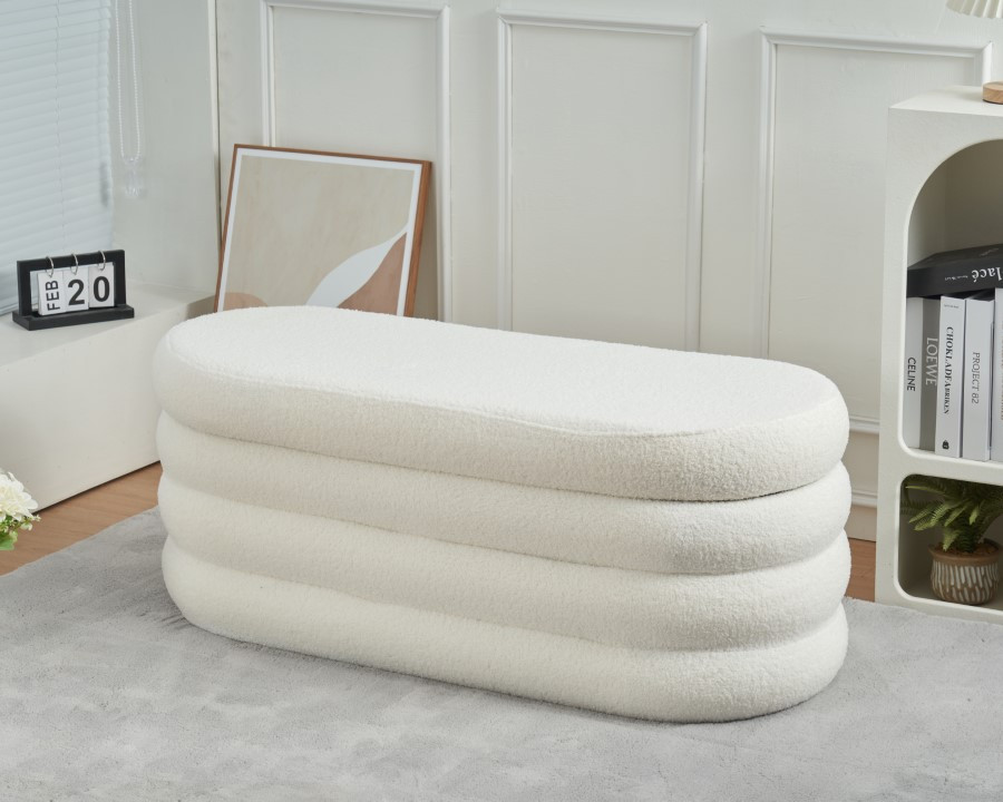 Pouf "tessa" blanc grand modèle