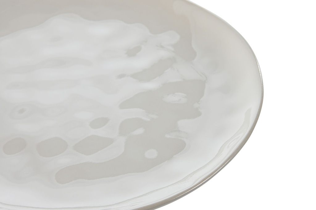 Assiette gres émaillé 20,3x20,3x2 ondulé blanc