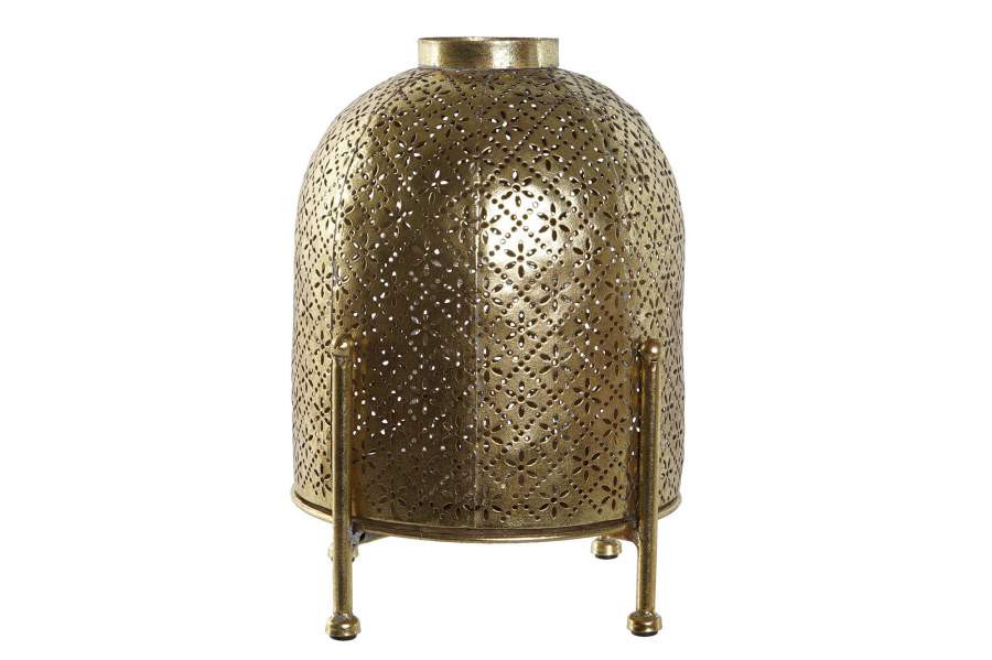 Bougeoir métal verre 19x19x24,5 doré