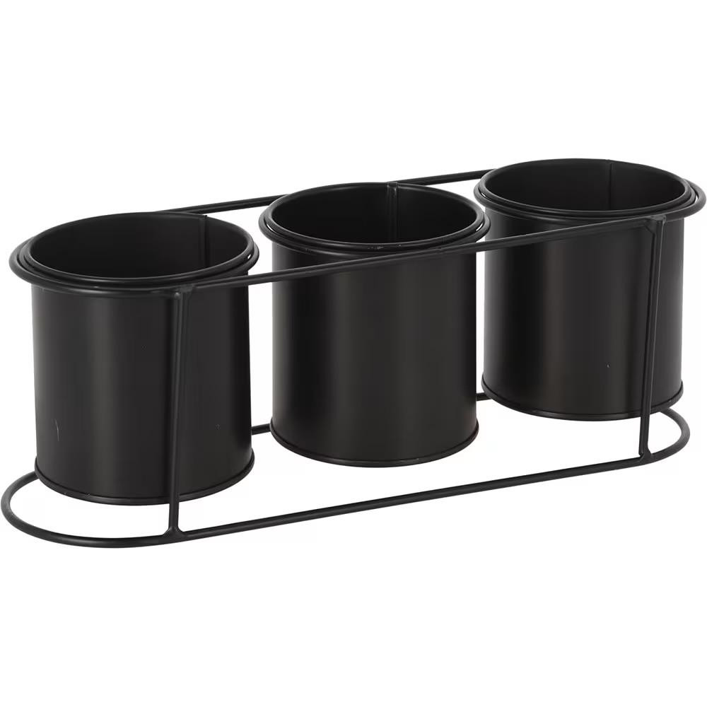 Cache pots noir 3 pots