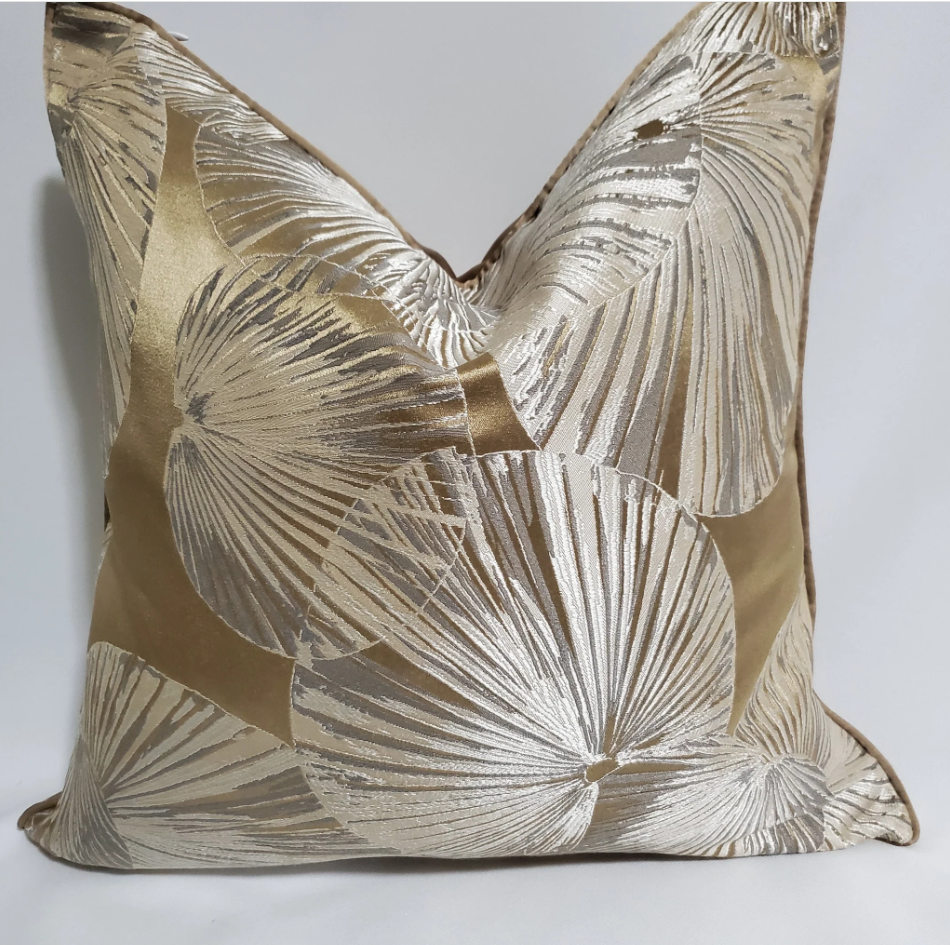 Coussin or feuilles palmier jacquard 45x45