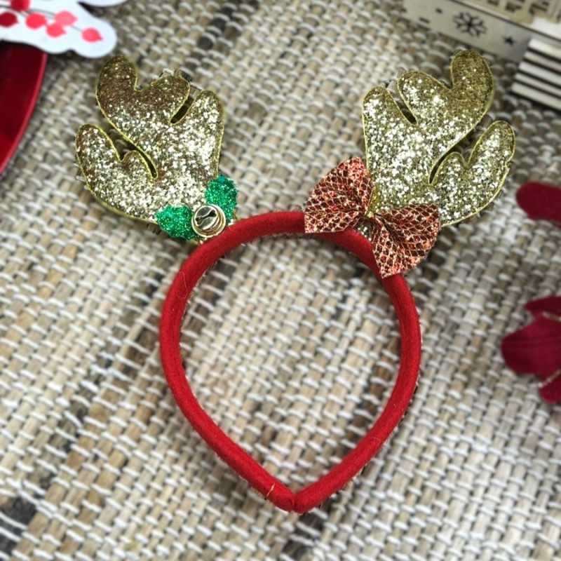 Serre tete noel cerf or houx et noeud