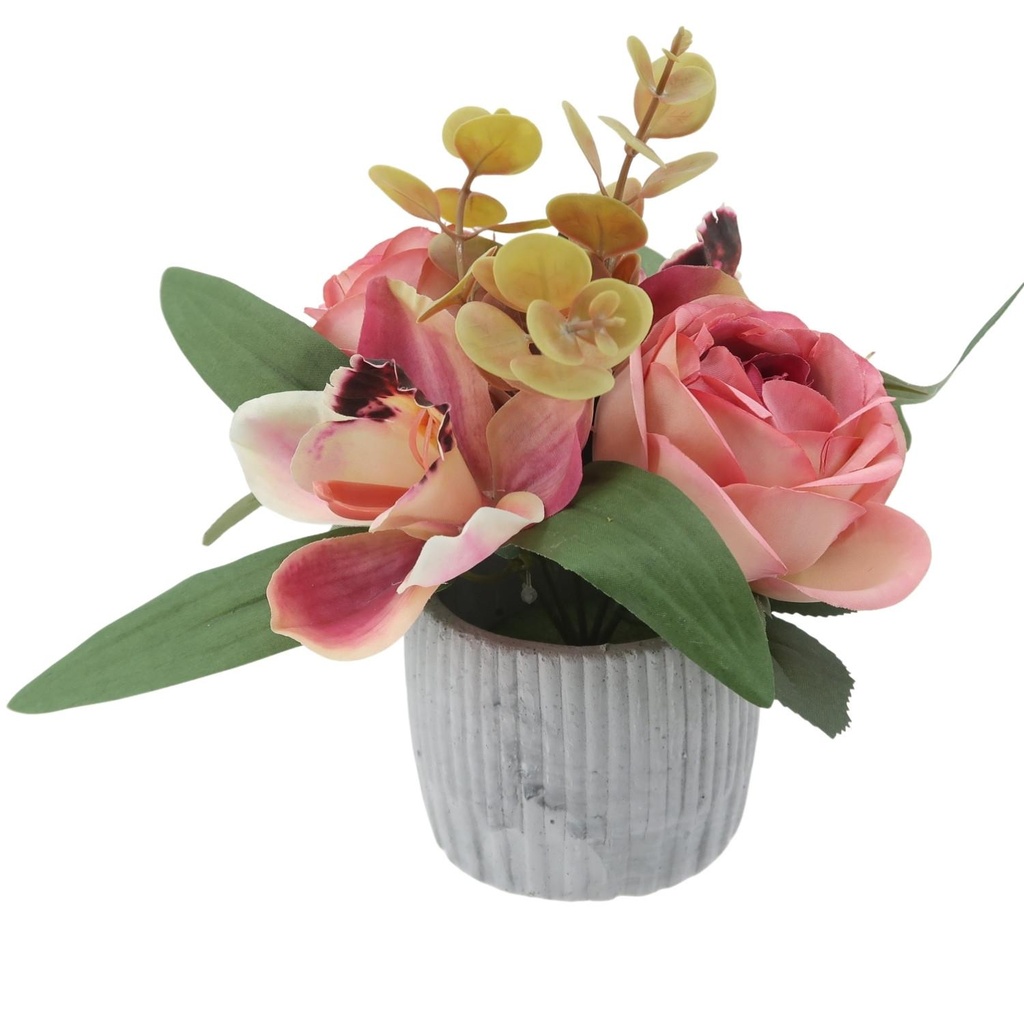Pot gris rose orchidee euca coloris rose