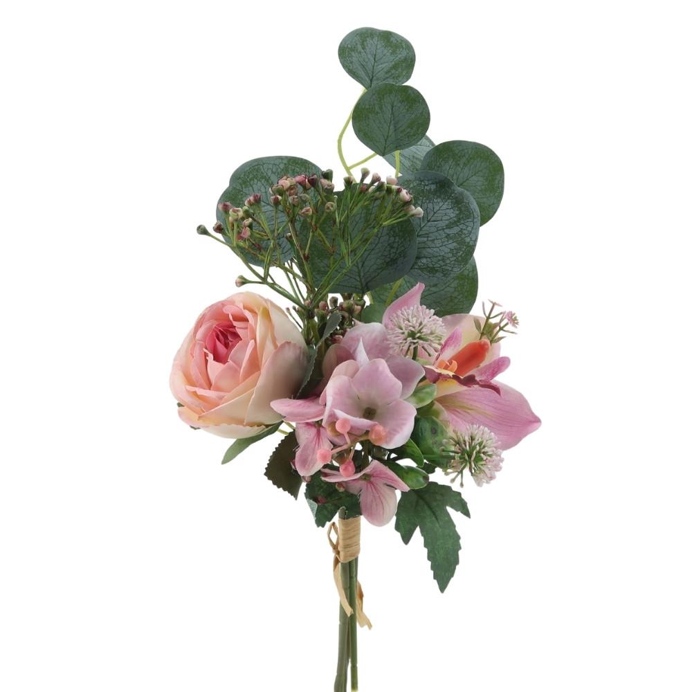 Bouquet orchidee rose hortensia euca coloris rose