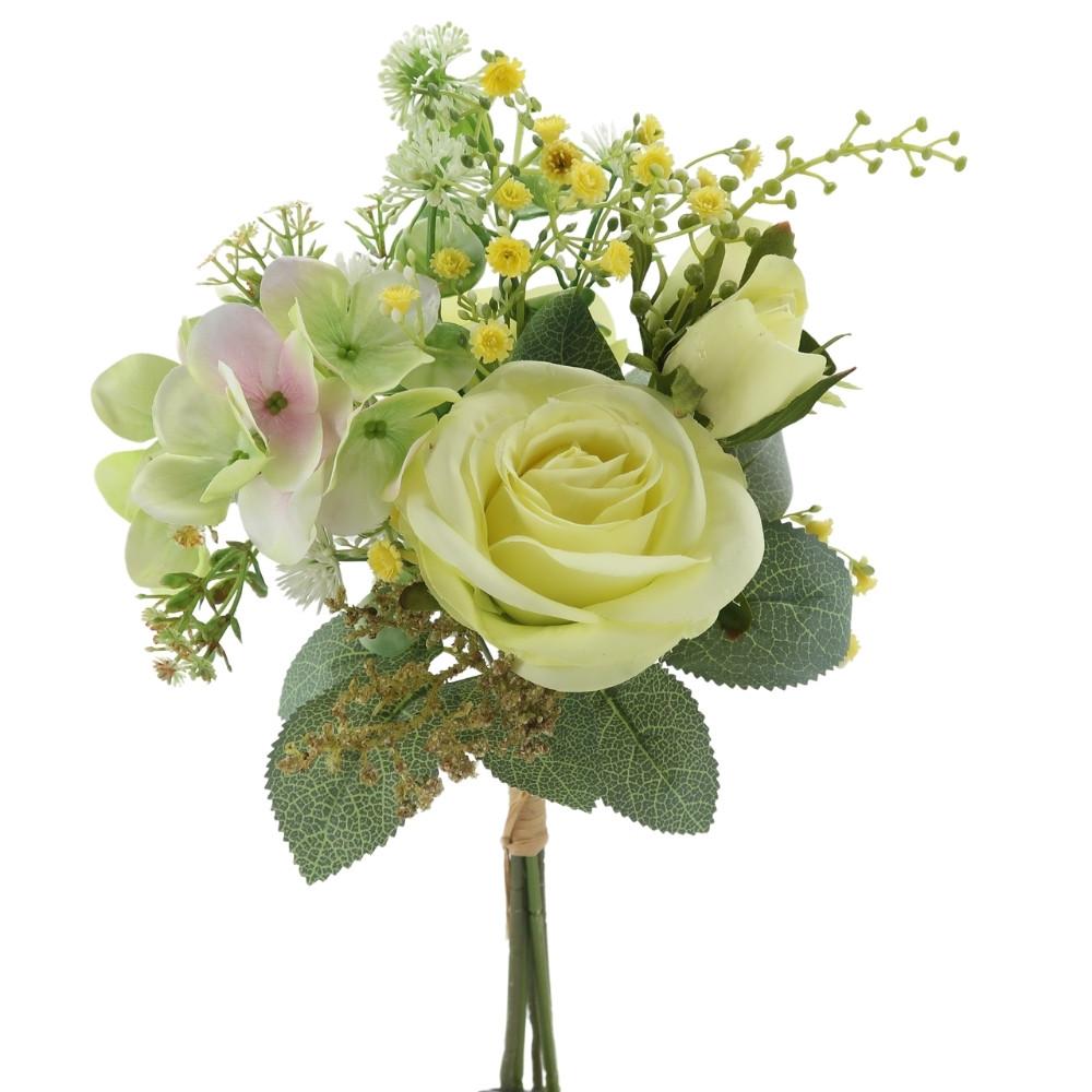 Fleur bouquet coloris jaune euca rose hortensia
