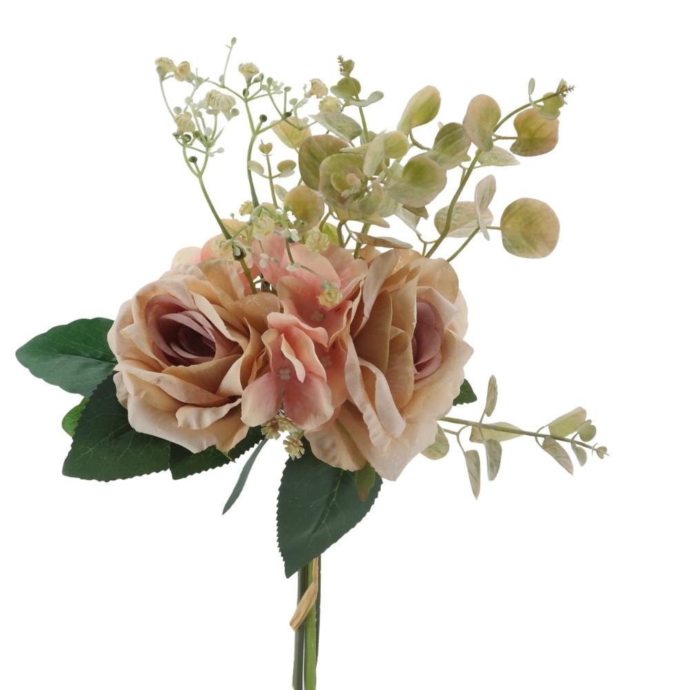 Fleur bouquet rose euca hortensia coloris vert rose et parme