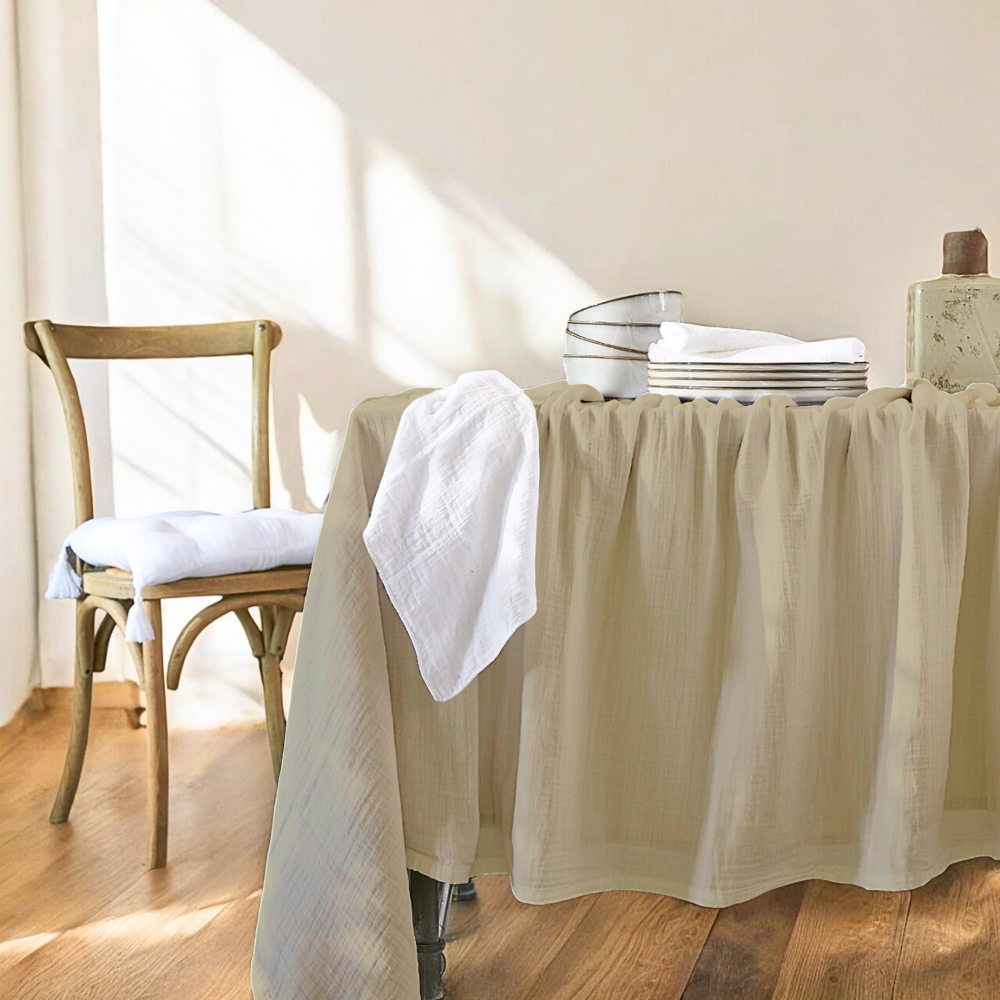Nappe de table 140x250 travertine  gaze de coton celestia