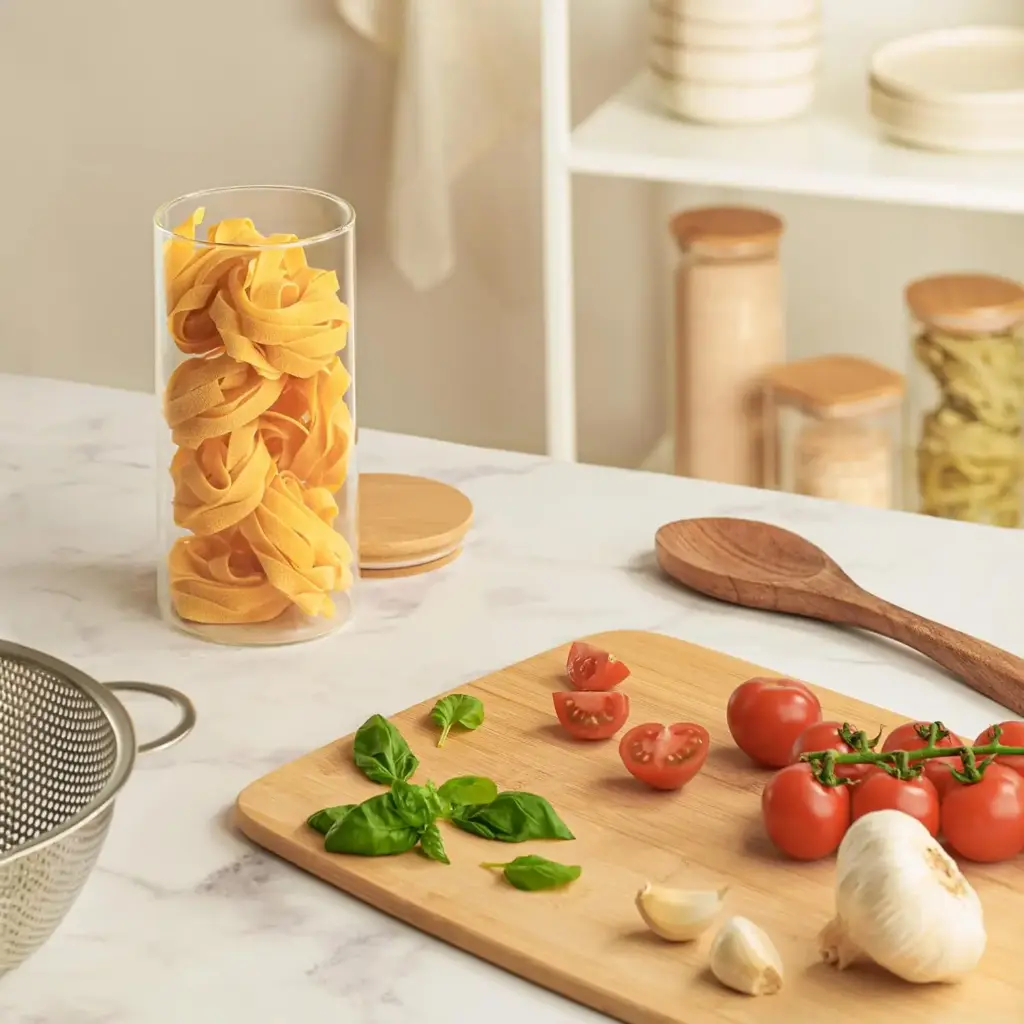 Bocal en verre et bambou  380 ml