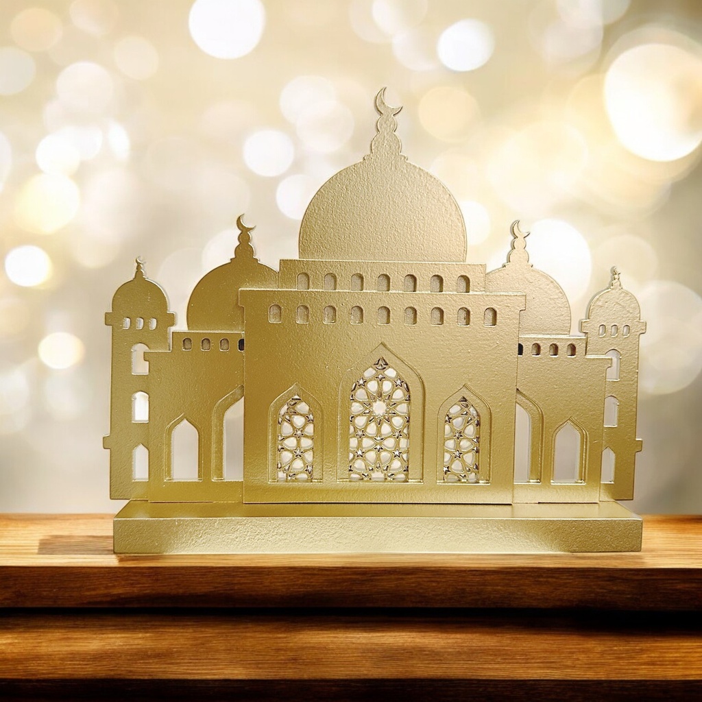 Ornement en bois mosquée d'or - 24x4x16.2 cm