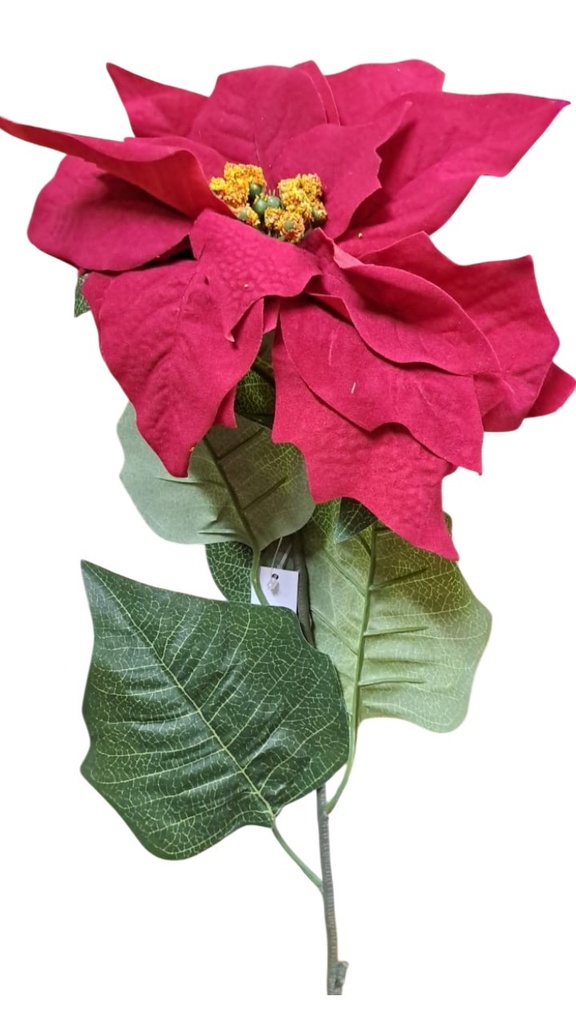  fleur poinsettia rouge - tige 80cm 