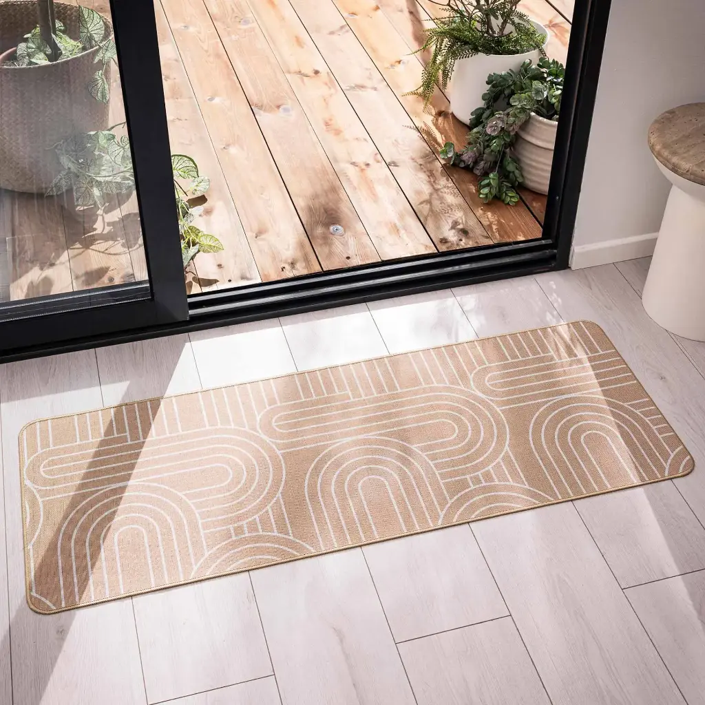 Tapis rectangle 45 x 120 cm tisse imprime modul Marron