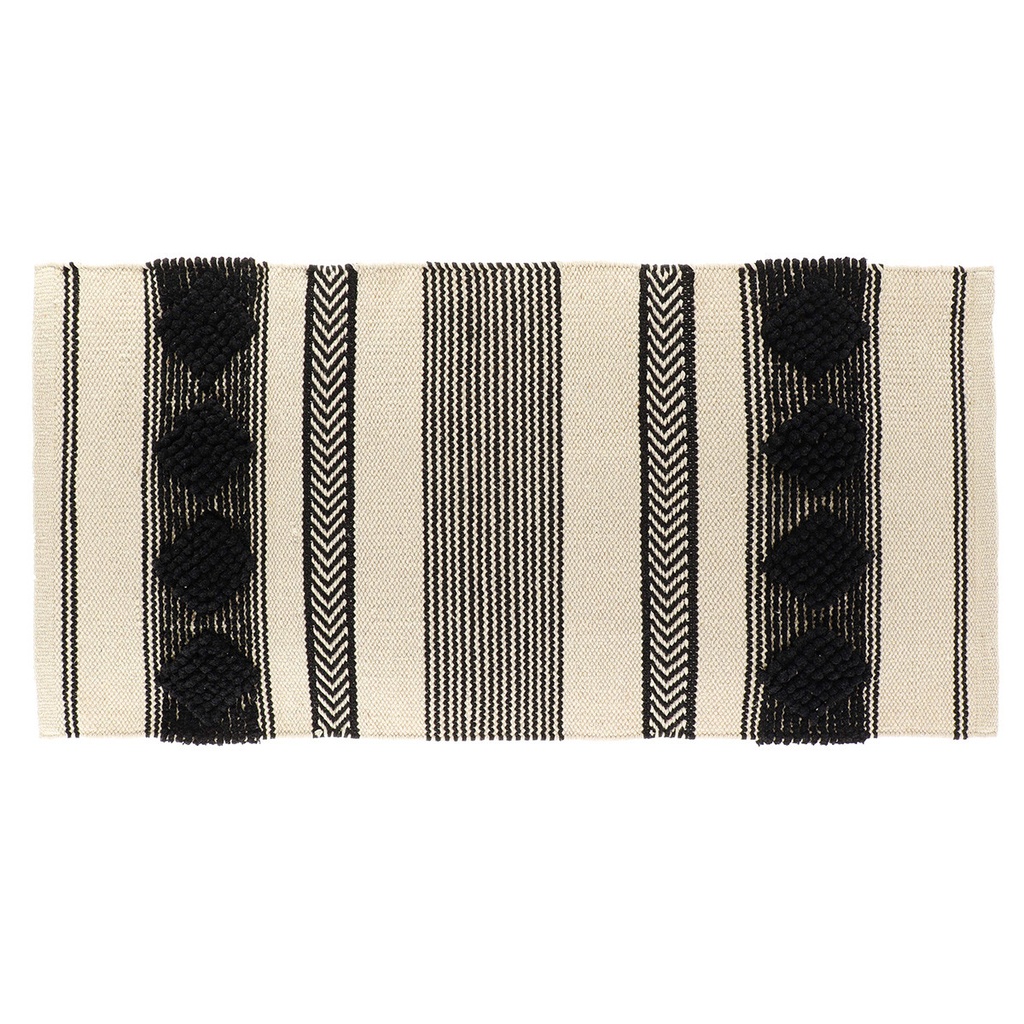 Tapis new delhi coton/autres fibres 45x90 cm- noir/ naturel