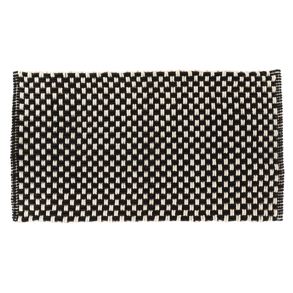 Tapis sucre microfibre/coton aspect maille 45x90cm - noir/naturel