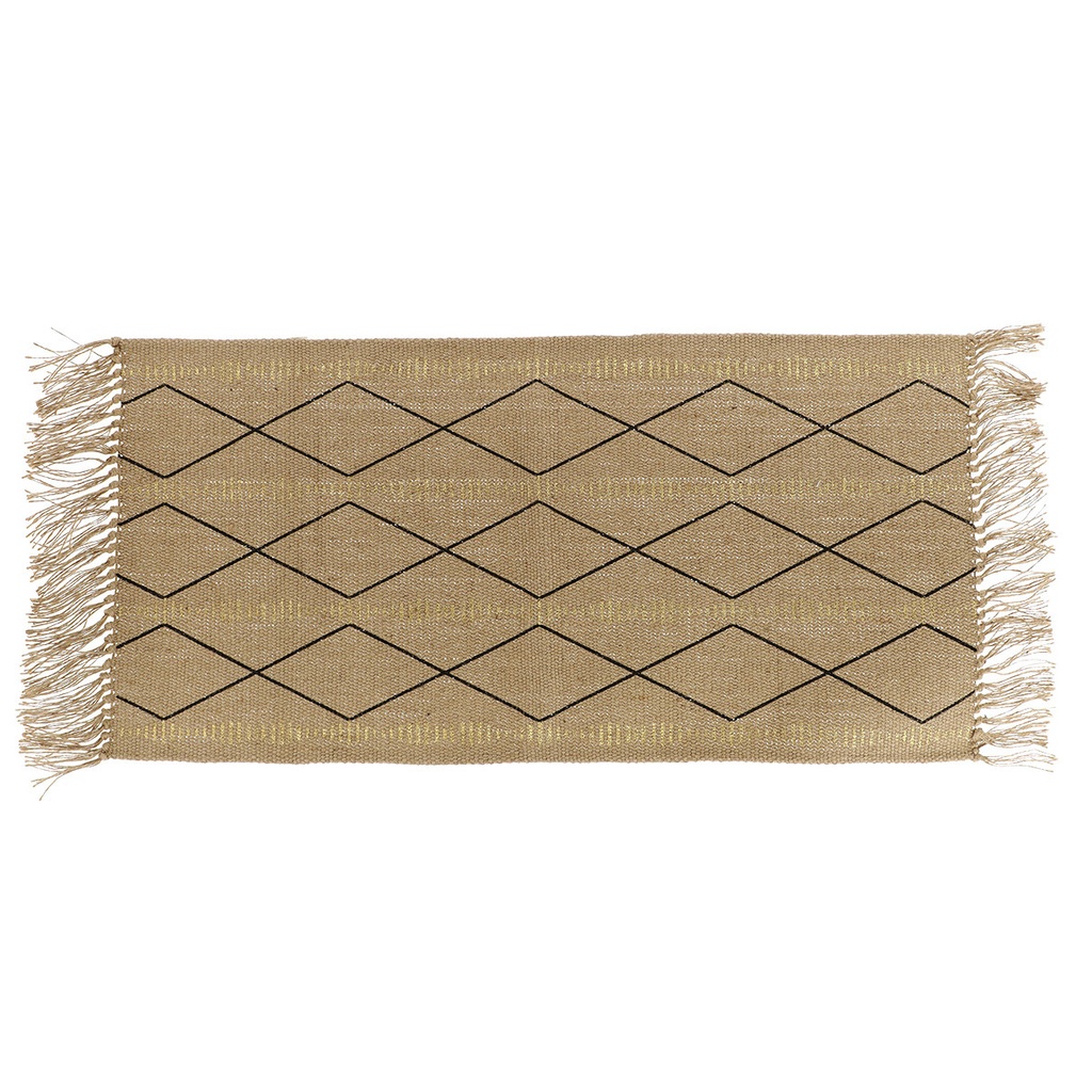 Tapis congo jute imprime or 45x90cm - naturel/noir