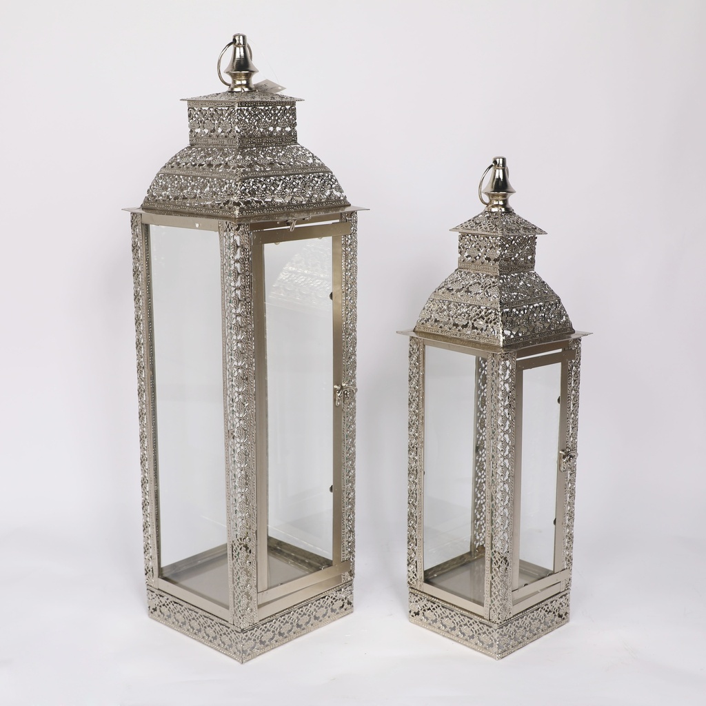 Porte bougie argentée vitré