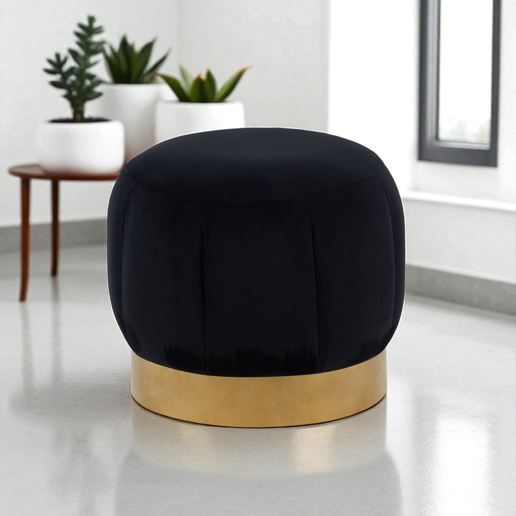 Pouf Velours Bonnie Noir