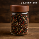 Bocal en verre avec couvercle en acacia Ø 6.5 cm h12 cm
