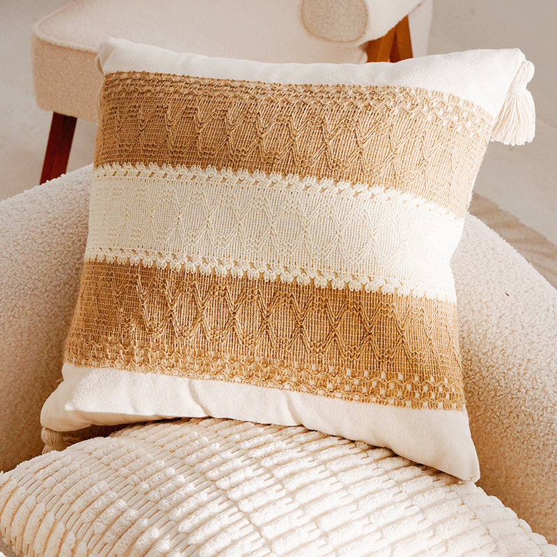 Coussin paola blanc cassé/marron 45x45cm