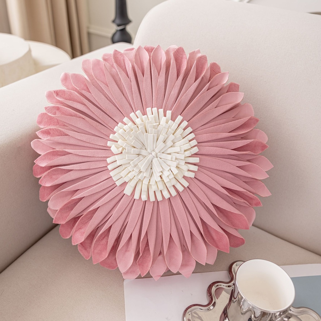 Coussin paula rose diamètre 45cm