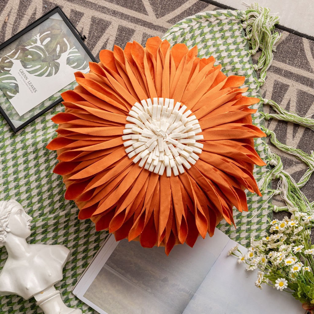 Coussin paula orange foncé diamètre 45cm