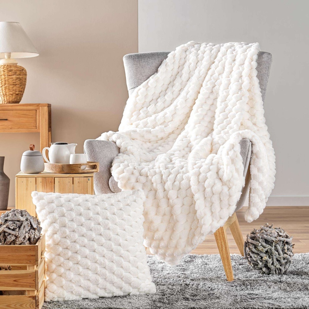 Plaid 125 x 150 cm imitation fourrure/sherpa frosty